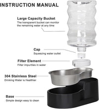 Sfozstra Dog Water Bowl Dispenser: 6L Lagre Stainless Steel - BPA-Free - Automatic Black Gravity Pet Water Dispenser for Busy Owners
