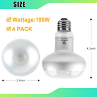 Reptile Heat Lamp Bulbs, Simulate Natural Sunlight Heat Light Bulb, 2 Pack 100W Amphibian Terrarium - Intense Light / 4*100 - image 3