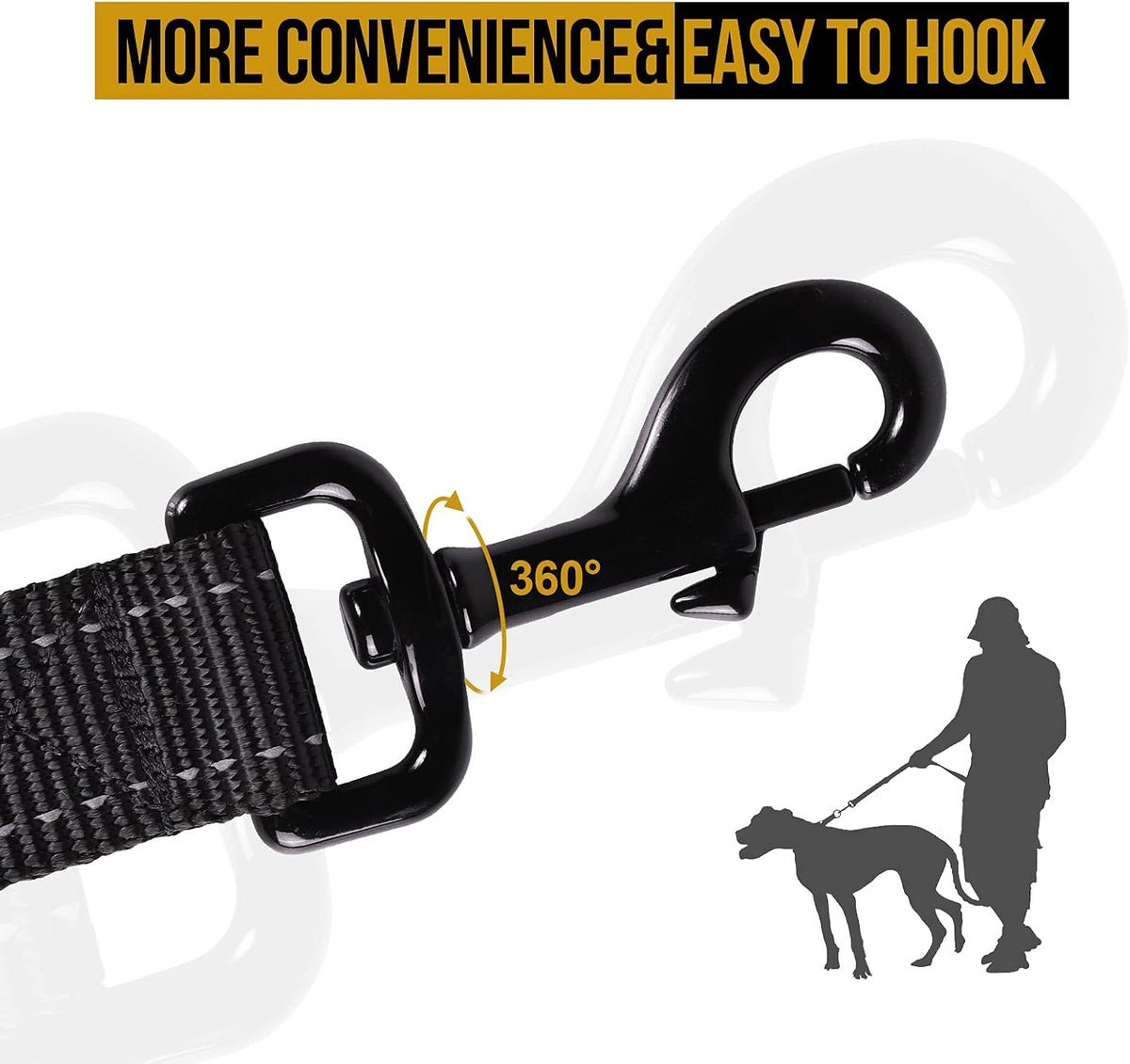 OneTigris No-Pull Dog Leash with Handle for Medium Large Dogs – Essentials for Dogs - Black / 4FT - image 3