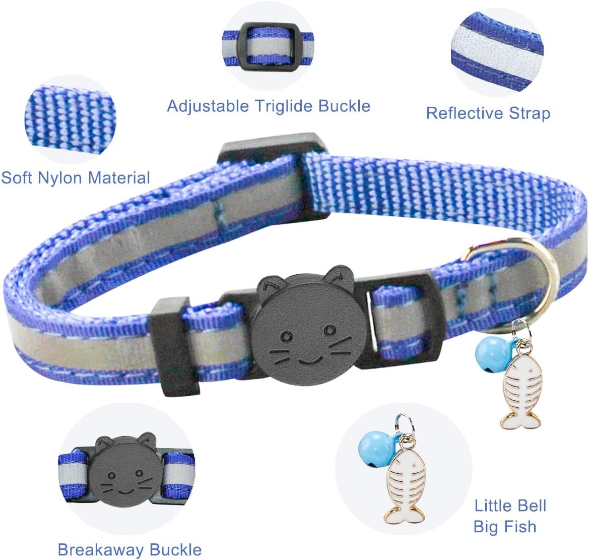 Yizepet Cat Collars with Bells, Breakaway Kitten Collar - blue - image 3