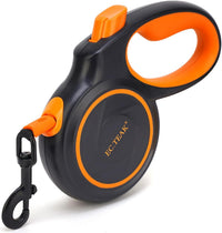 Retractable Dog Leash, Strong Nylon Tape, Tangle Free - Black/Orange / Large