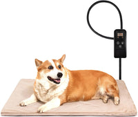Niubya Pet Heating Pad for Dogs Cats with Timer and Soft Cover - Khaki / 30" x 18"
