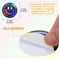 50PCS Smile Face Stickers Cute Water Bottle Stickers for Kids – Fun for Kids & Family - 50pcs Holographic Neon Stickers - image 4