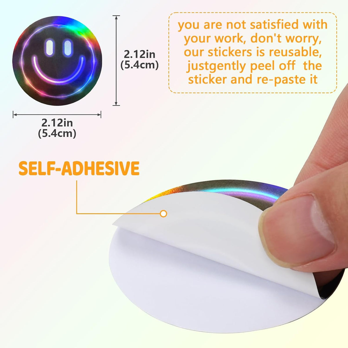 50PCS Smile Face Stickers Cute Water Bottle Stickers for Kids – Fun for Kids & Family - 50pcs Holographic Neon Stickers - image 4