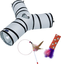 PetLike Cat Tunnel for Indoor Cats Collapsible Pop-up Pet Tube Peek - Y-Way / Grey
