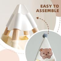 RongFa white canvas teepee tent for kids with wooden poles, flap door and mesh window - view 20