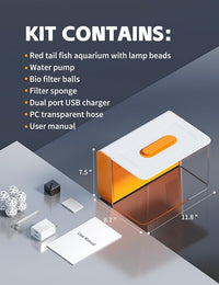 2.5 Gallon Fish Tank Small Aquarium Starter Kit with Hidden Filtration, 3 Color Light, Self Cleaning Nano Tank for Betta, Shrimp, Guppy, Angelfish
