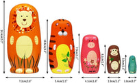 HYCLES Nesting Dolls Russian Matryoshka Wood Stacking Nested Set - ⑤ lion - image 2