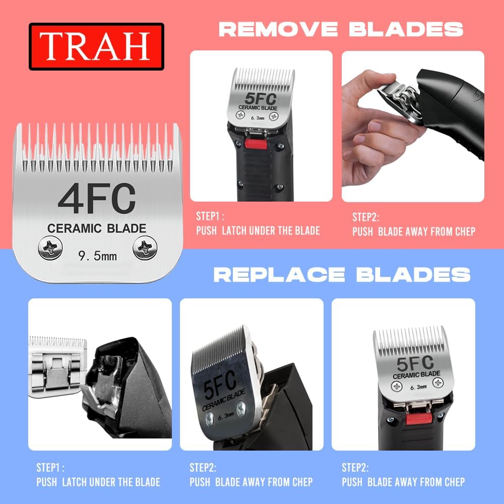 TRAH 3-3/4FC Blade Dog Grooming Clipper Replacement Blades Compatible - 10# 1.5mm - image 2