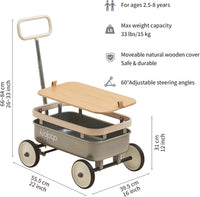 Kidpop PULA-Wild 3-in-1 kids pull along wagon and push walker in white with wooden cover - view 8