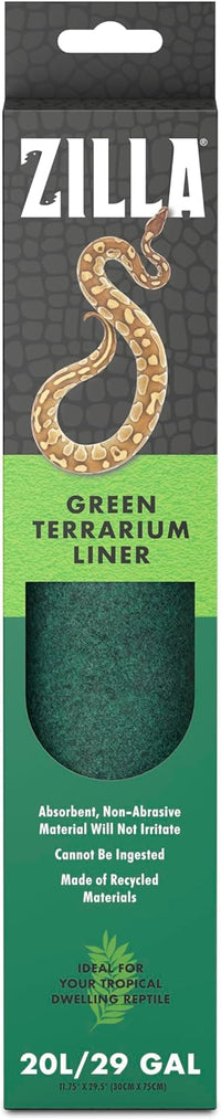 Zilla Reptile Terrarium Bedding Substrate Floor Liner, Green - 11.75" x 29.5"