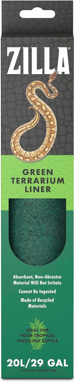 Zilla Reptile Terrarium Bedding Substrate Floor Liner, Green - 11.75" x 29.5"