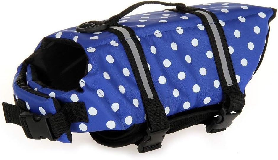 TESOON Ripstop Dog Life Jacket Quick Release Easy-Fit Adjustable Dog - XXS / Blue Dot