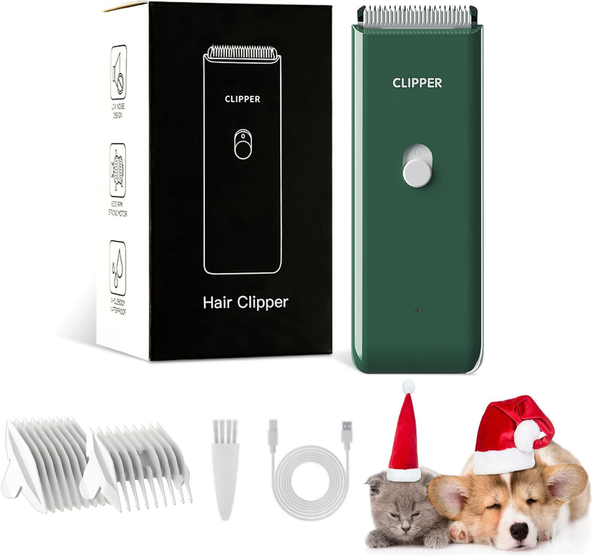 Professional Household Waterproof Low Noise Pet Hair Clippers - Ap005-green