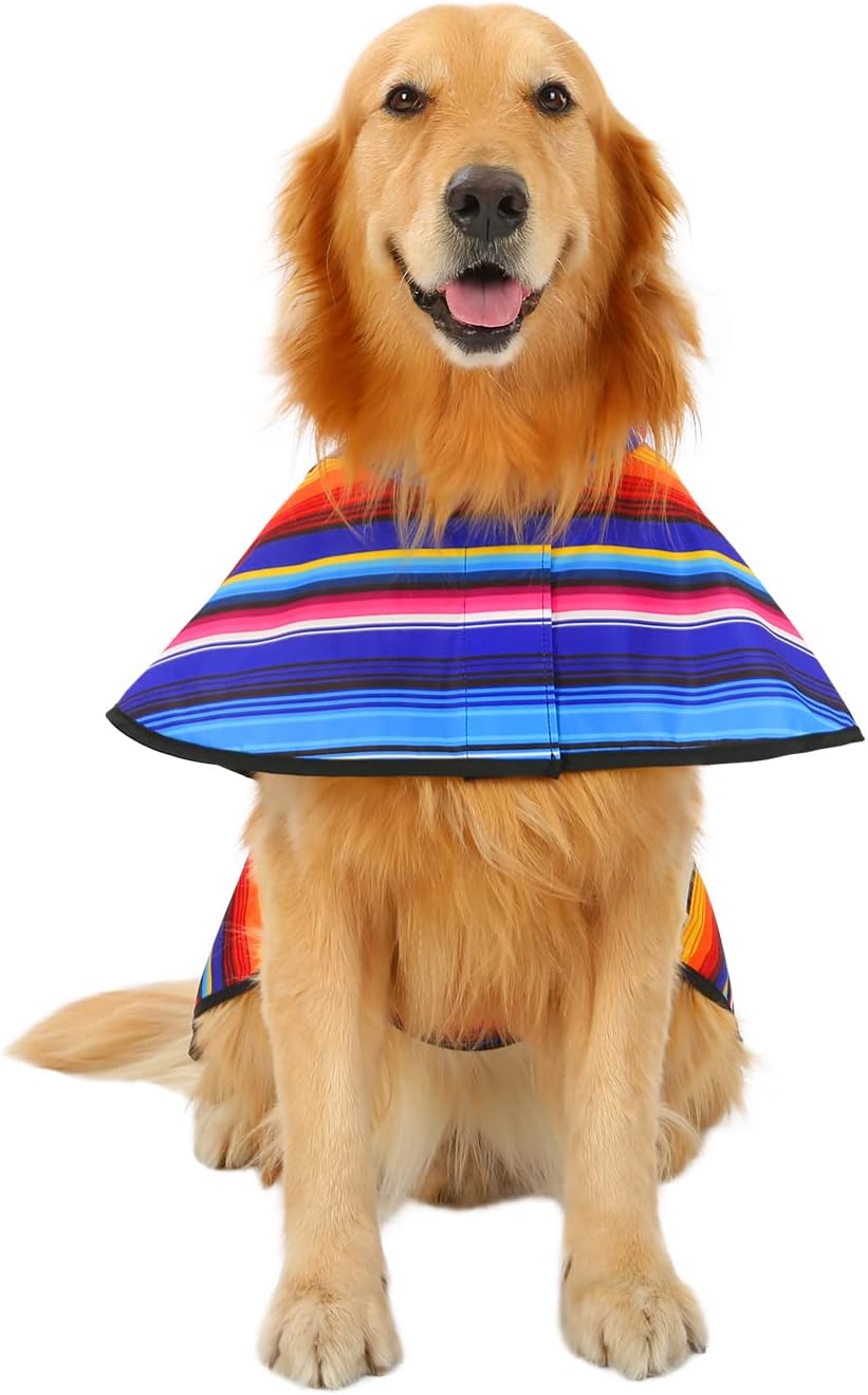 HDE Dog Raincoat with Hood & Leash Hole S-XL Dog Rain Jacket Ducks L – Essentials for Dogs - Large / Baja Stripes - image 2