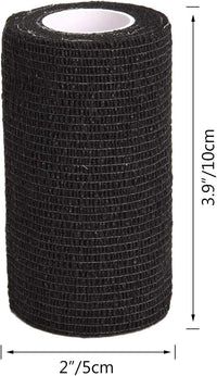 TOBWOLF 12PCS Self Adherent Bandage, 4" x5yd / 10cmx4.5m Cohesive Elastic Bandage Wrap, Breathable Sports Tape for Wrist Ankle Knee Leg Sprains Swelling - Black