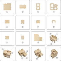 Multi-Chamber Hamster Hideout & House, Natural Wood Small Animal Cage Accessories for Dwarf Hamsters, Gerbils and Mice – Ventilated Design with Structure