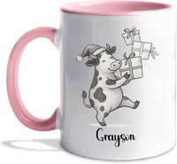 Cow Ceramic Cup 11 15Oz, Personalized Cow Coffee Mug Gift For Christmas, Unique Animal White Accent Coffee Cup, Custom Cows Lover Coffee Mug With Name, Unique Cows Teacup Gift For Kid Child Birthday