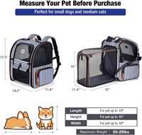 Cat Carrier Backpack, Expandable Pet Carrier with Sun Shade & Full Front Opening, Breathable Mesh - Striped / XL-Mesh Window - image 2