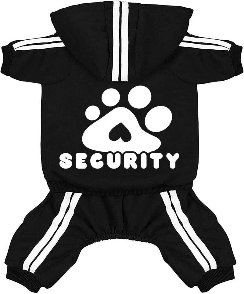 Dog Hoodie Security Clothes 4 Legs Jumpsuit Sweatshirt Hoodies Soft - Black / Medium