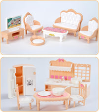 Thildani 35-piece pink and white dollhouse furniture set for bedroom, bathroom, living room and kitc - view 13