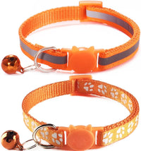 Reflective Cat Collar Breakaway with Bells - Orange