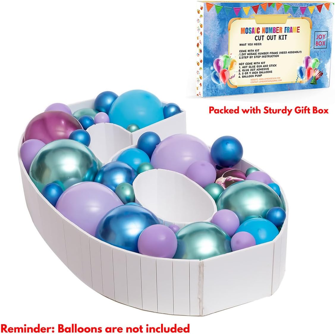 28 inch DIY Mosaic Balloon Number 1 Frame, Party Backdrop Decor – Fun for Kids & Family - Number 6 - image 3