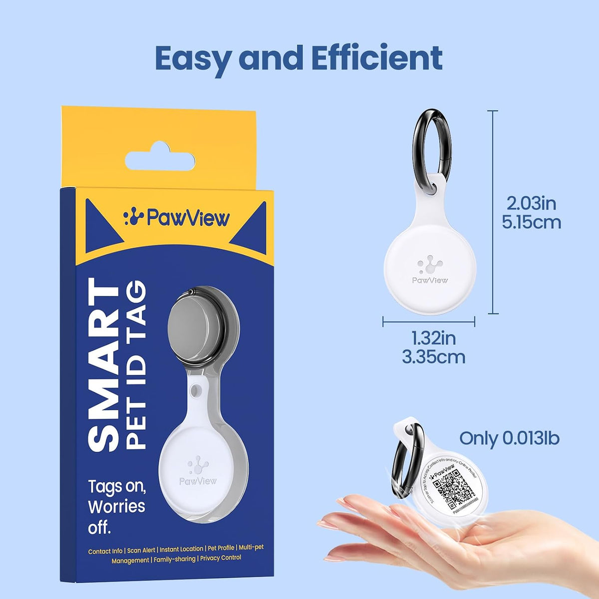 QR & NFC Pet ID Tag, Silent Silicone Dog Name Tag - White - image 2