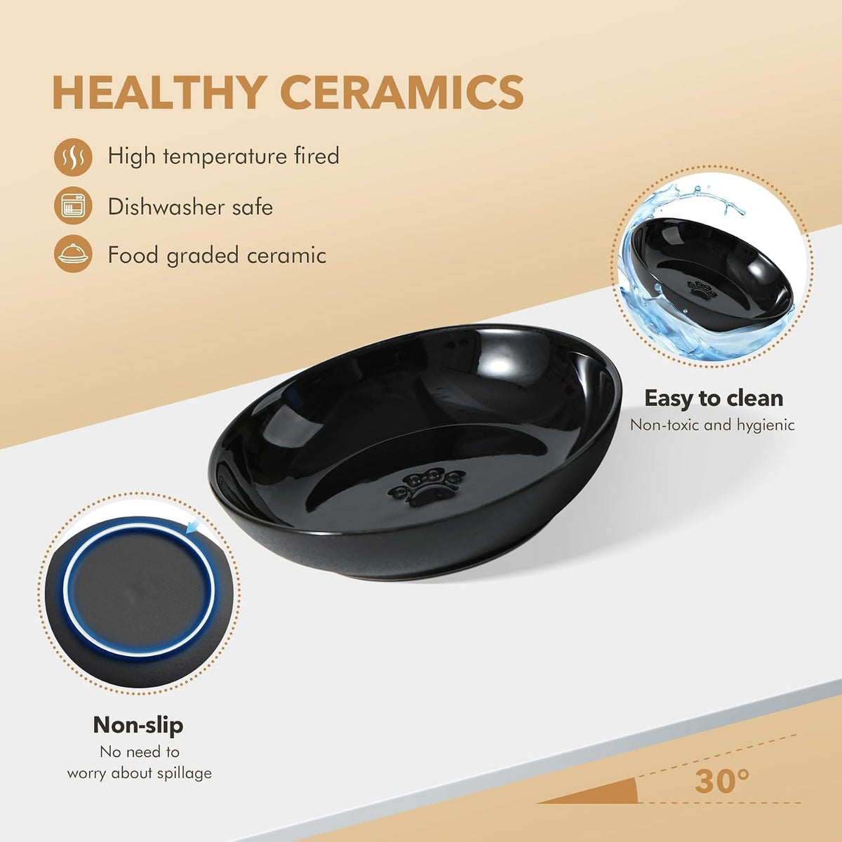 Elevated Cat Bowls, Cat Food and Water Bowl Set - Black / 2 Bowls+2 Dishes - image 3