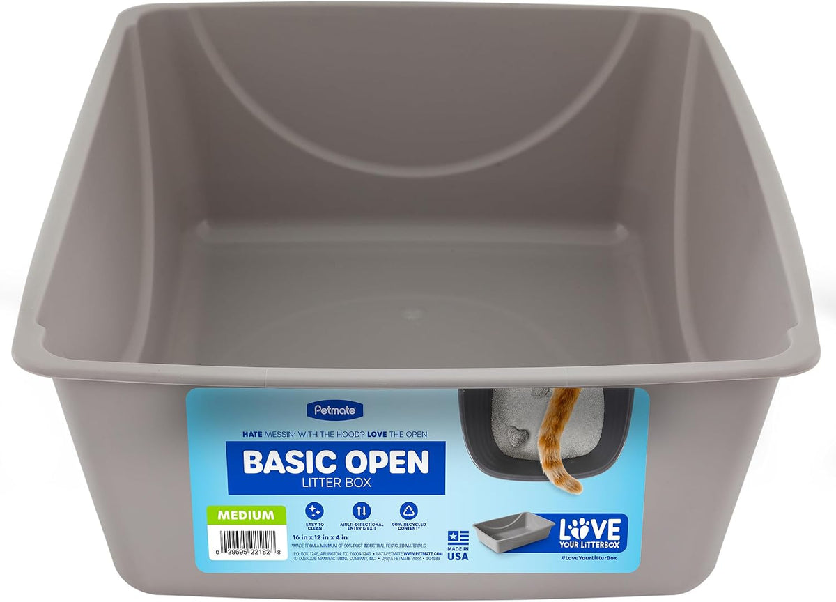 Petmate Basic Open Plastic Cat Litter Pan, Gray - Blue Mesa/ Mouse Gray / Medium