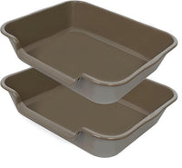 2 Pack of Extra Large Cat Litter Box (ABS Material), Low Entry Senior Litter Pen for Geriatric Kitty Big Cats, Jumbo Pet Safe Litter Boxes Tray for Pets Potty (Light Brown, 24" L x 20" W)