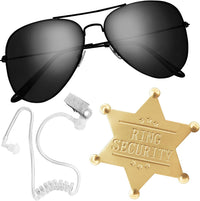 OJYUDD ring bearer security set with metal badge, sunglasses and spy earpiece