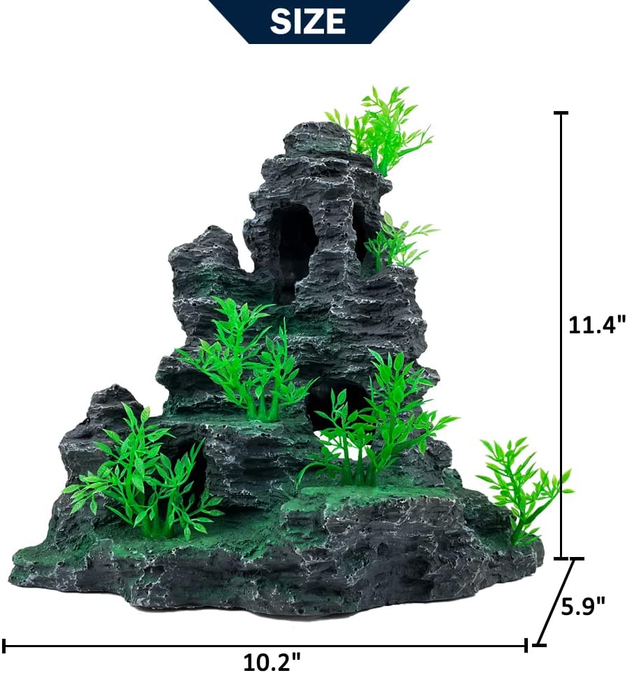 Extra Large Aquarium Decorations Large Fish Tank Rocks Hideout – Essentials for Fish - Mountain View [ Tree ] - image 3
