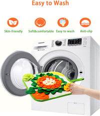 Rabbit Foraging Mat Interactive Bunny Snuffle Mat for Small Animals – Essentials for Small Pets - Orange and Green - image 3