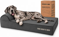 The Dog’s Bed Orthopedic Memory Foam Dog Bed with Headrest XL 6-Inch – Essentials for Dogs - Grey with Black Trim / XXL (54"L x 36"W x 6"Th)