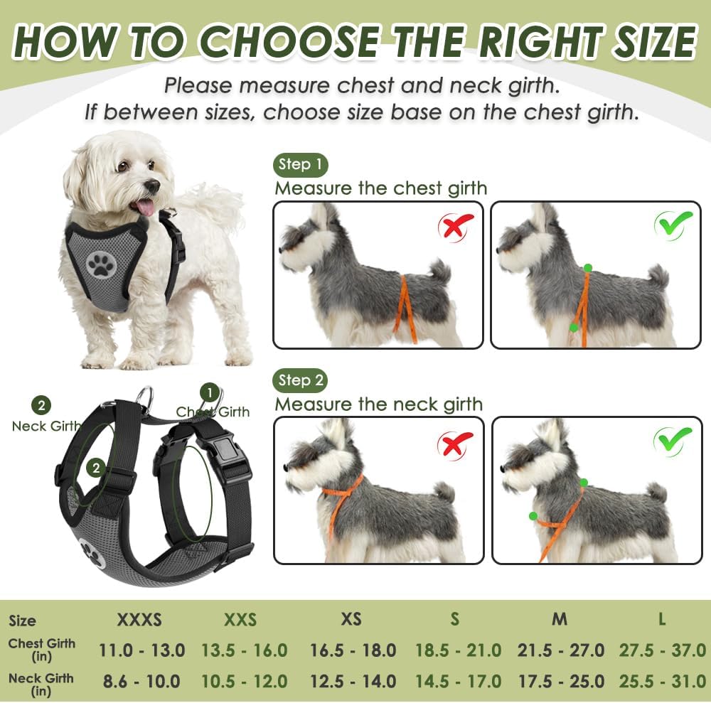 SlowTon Dog Seat Belt and Harness for Car, B M - Grey / XX-Small - image 2