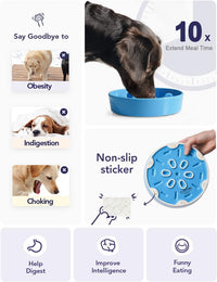 Ceramic Slow Feeder Dog Bowls Small Breed - Blue / M-1.75 Cups - image 4