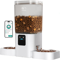 Frienhund Automatic Cat Feeder with 2K Camera: 5G WiFi Automatic Dog - White-2