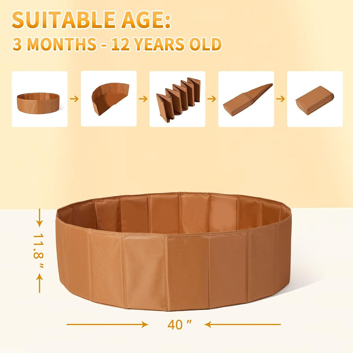 TRENDPLAY beige foldable ball pit play tent for kids, dogs and cats - view 9