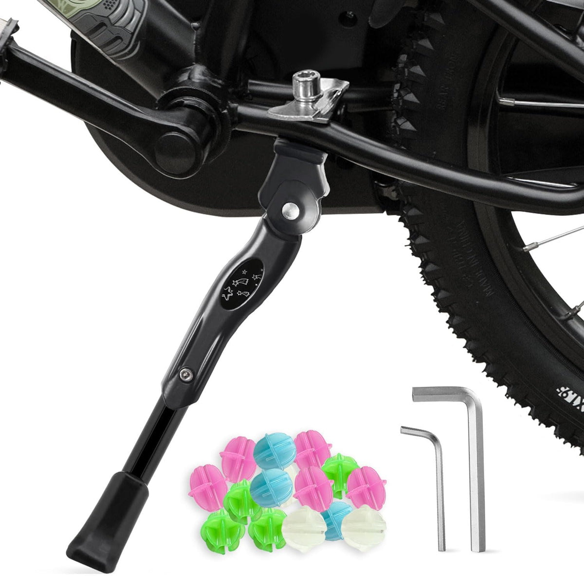 LEICHTEN Kickstand for Kids Bike Center Mount for 16 18 20 Inch - Black / For 16-20 Inch Wheels