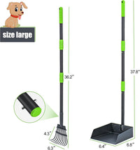 Pooper Scooper for Dogs, Metal Poop Scooper Tray and Rake Set with Adjustable Long Handle, Dog - Black & Green - image 4