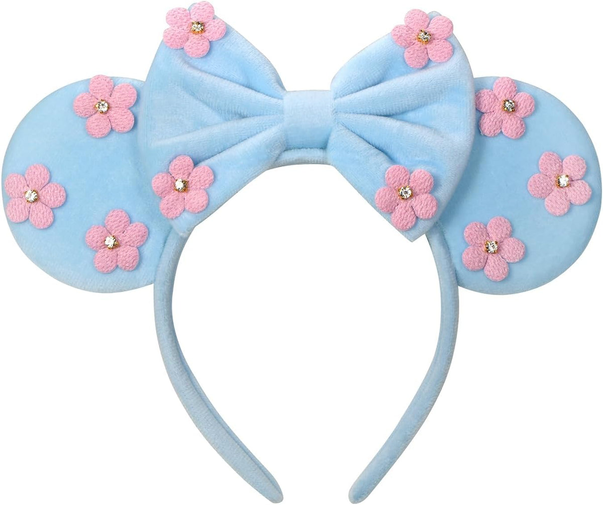RAZKO Mouse Ears Headband - Blue Flower