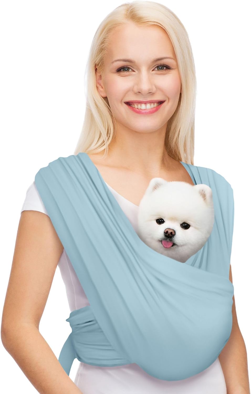 Small Dog Sling Carrier, Hands-Free - Baby Blue / Regular