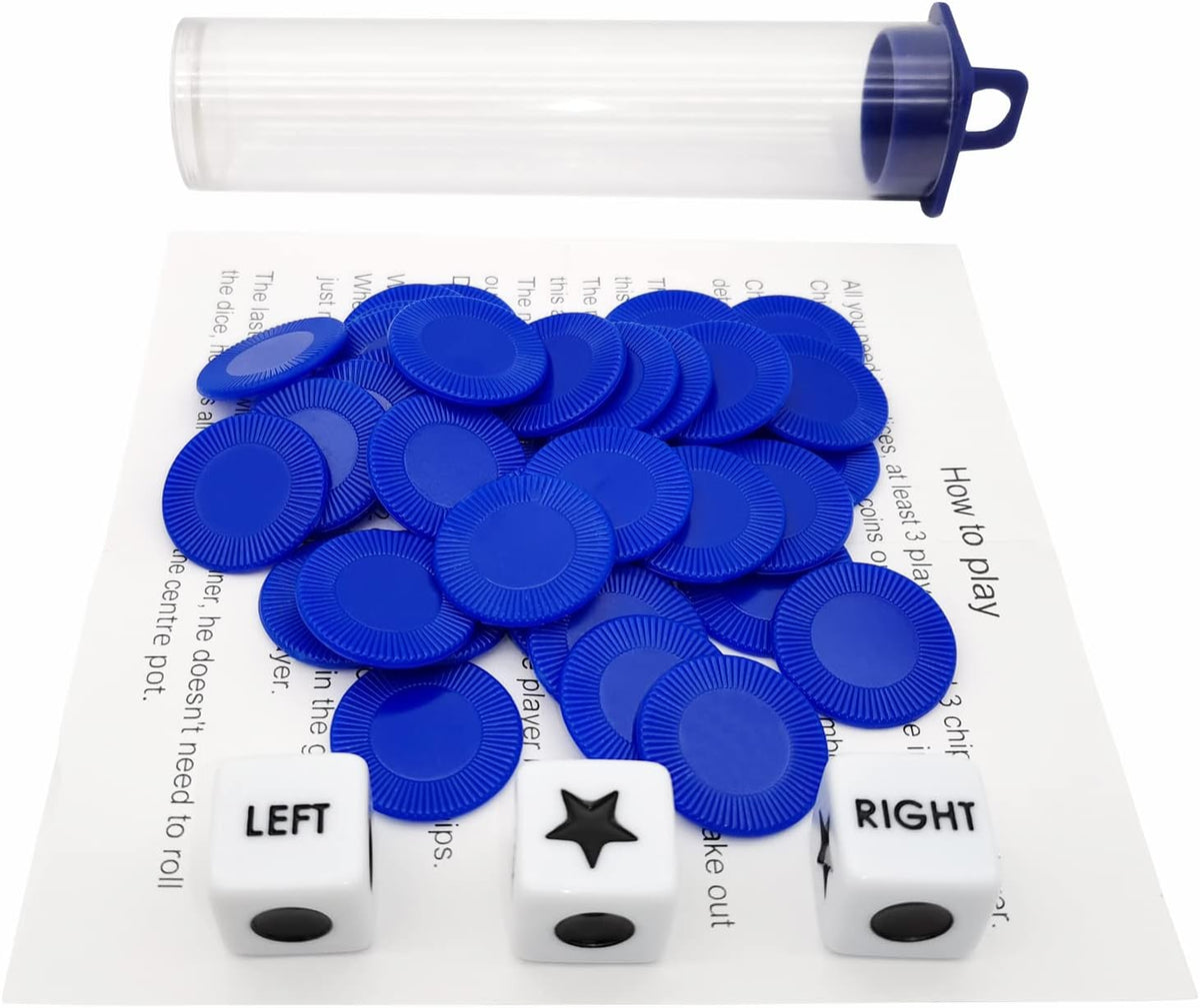 Ahoper Right Left Center Dice Game Prime Set Bundle with 3 Dices + 36 - Blue - image 4
