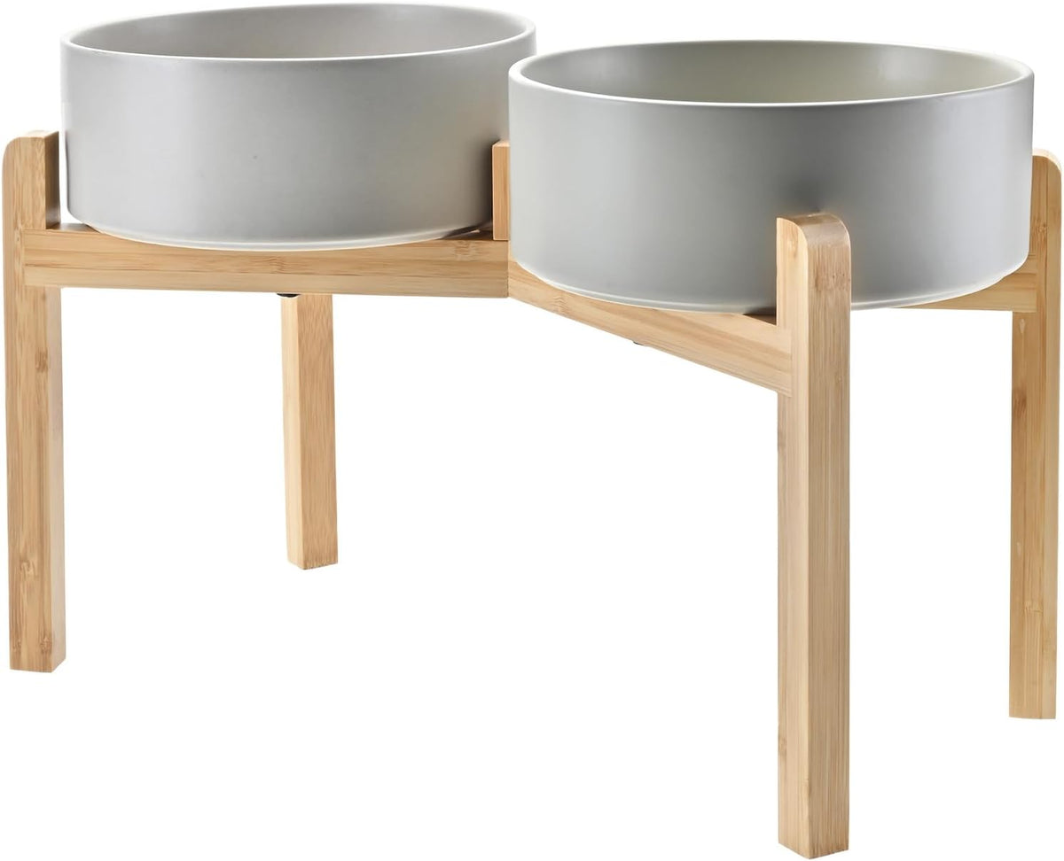 SPUNKYJUNKY Elevated Dog Bowls Ceramic - 8.3 in - 7.6 cups / Grey
