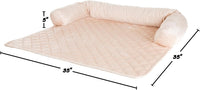 Couch Cover for Dogs - 35x35 Pet Furniture Protector with Memory Foam Neck Bolster, Quilted Fabric - Beige / Large - image 2