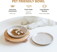 Elevated Cat Bowls, Cat Food and Water Bowl Set - Vintage Latte / 1 Bowl+1 Dish - image 3