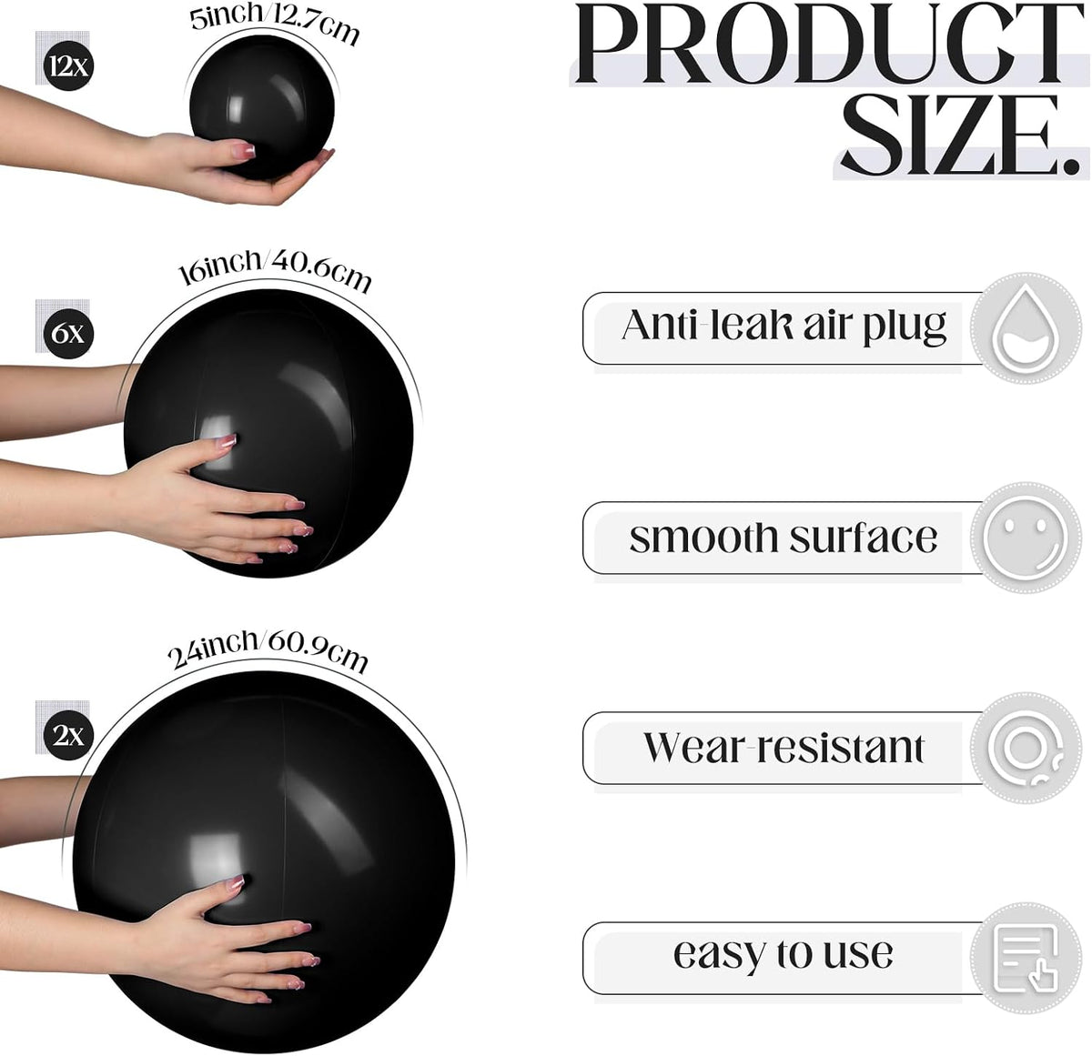 Sratte clear inflatable beach balls in 24, 16 and 5 inch sizes - view 30