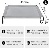 pettycare Elevated Outdoor Dog Bed - Raised Dog Bed for Large Dogs, Waterproof Dog Cot Bed Easy to Assemble, Cooling Elevated Dog Bed with Breathable Teslin Mesh, Durable, Non Slip, Up to 65 lbs,Grey