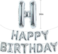 TONIFUL 16 Inch Black Happy Birthday Balloons Banner Decorations - Silver - image 2